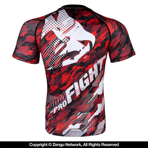 Venum-Tecmo Grappling Short Sleeve Rashguard - Red-2